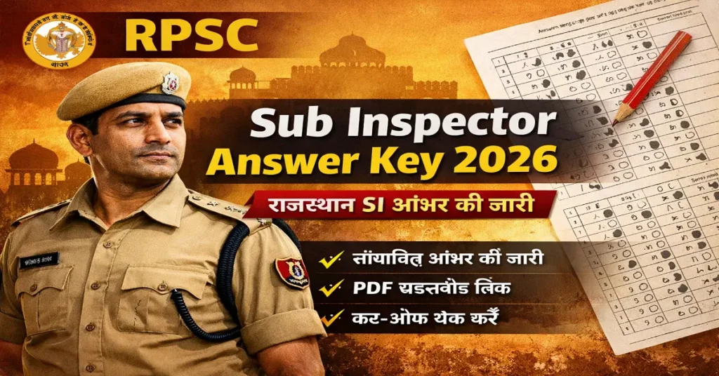 RPSC Sub Inspector Answer Key 2026 pdf download