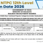 Railway NTPC 12th Level Exam Date 2026