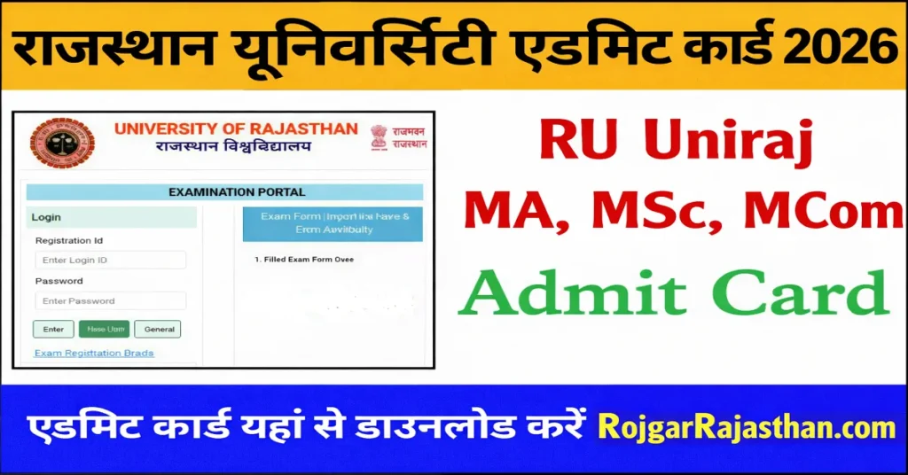 Rajasthan University PG Admit Card 2026 pdf downlaod