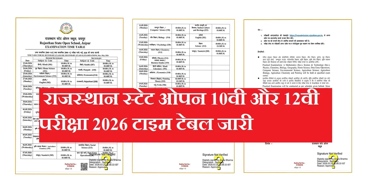 RSOS Time Table 2026 pdf download
